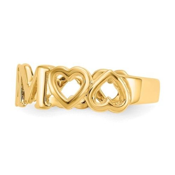 14K Yellow Gold MOM Ring for Mother's Day Gifts - 6.50mm - Picture 3 of 6